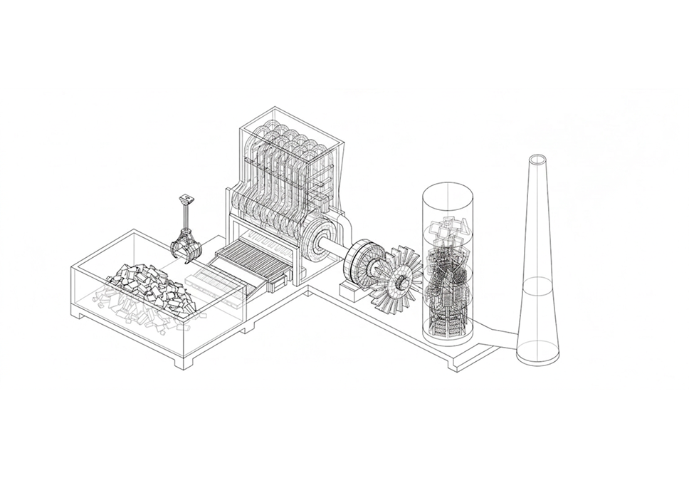 schema sitentico degli elementi che compongono il termovalorizzatore
